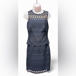 Ralph Lauren Navy Crochet Overlay Dress